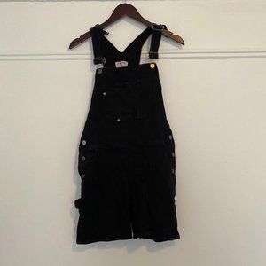FRAME Le Garcon Raw Trim Overalls Short - Black